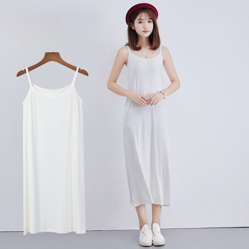 Summer Basics Clothing for Women Casual Solid Color Round Necked Dress Bodycon Sleeveless Dresses High Waist Dress Undergarment Nightwear for Female