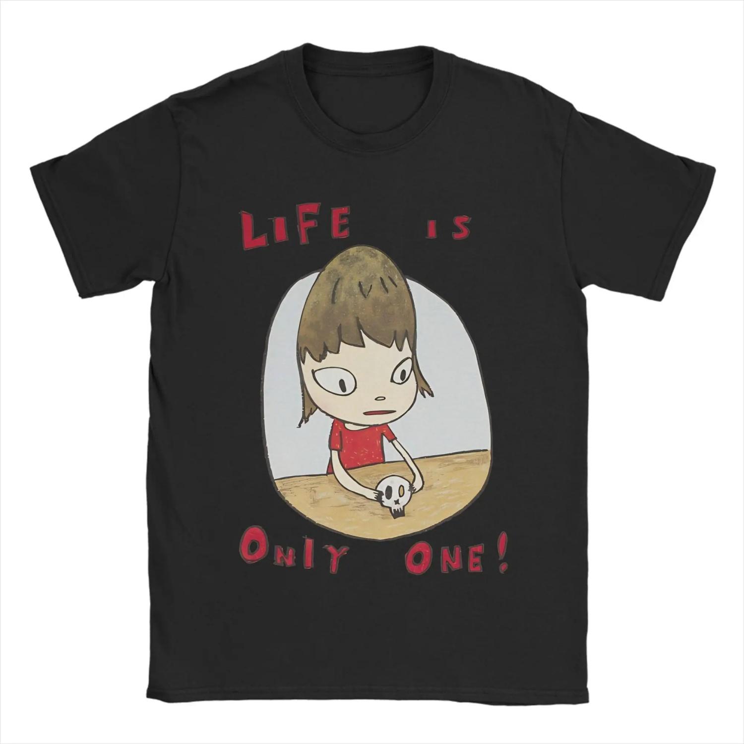 

Yoshitomo Nara Men T Shirt Cool Tee Shirt Short Sleeve O Neck T-Shirt Pure Cotton Gift Idea Tops S чёрный