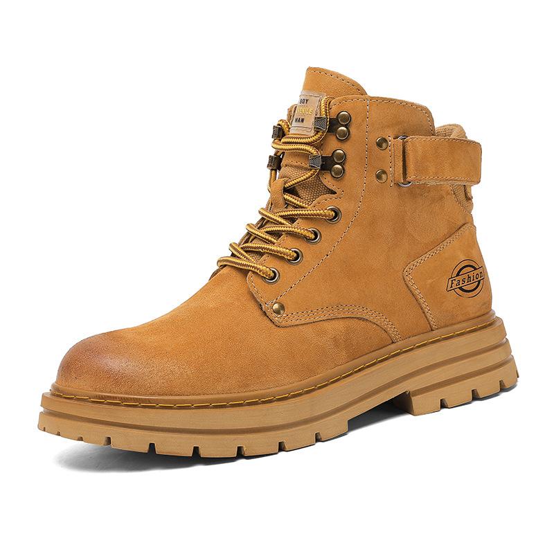 

Мужская обувь весна, осень и зима бархатные теплые кожаные ботинки Мартин британский стиль для улицы альпинизм велоспорт боевая подготовка 38