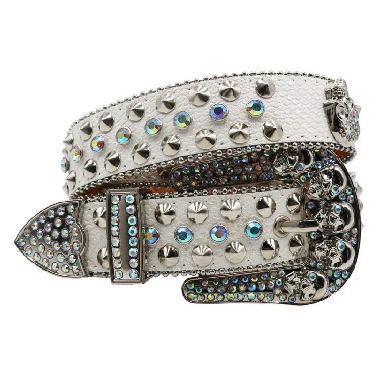 Grunge Waist Belt Jeans Belt PU Belt Casual Ceinture Punk Skull Crystal Buckle Modern Belt Street Dance Belt