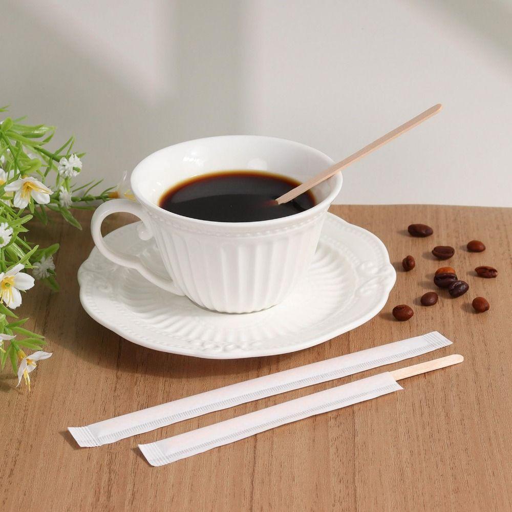 100Pcs Multi-Purpose Coffee Stirrers Individually Wrapped Stir Sticks Craft Stick Wood Blenders  Tea
