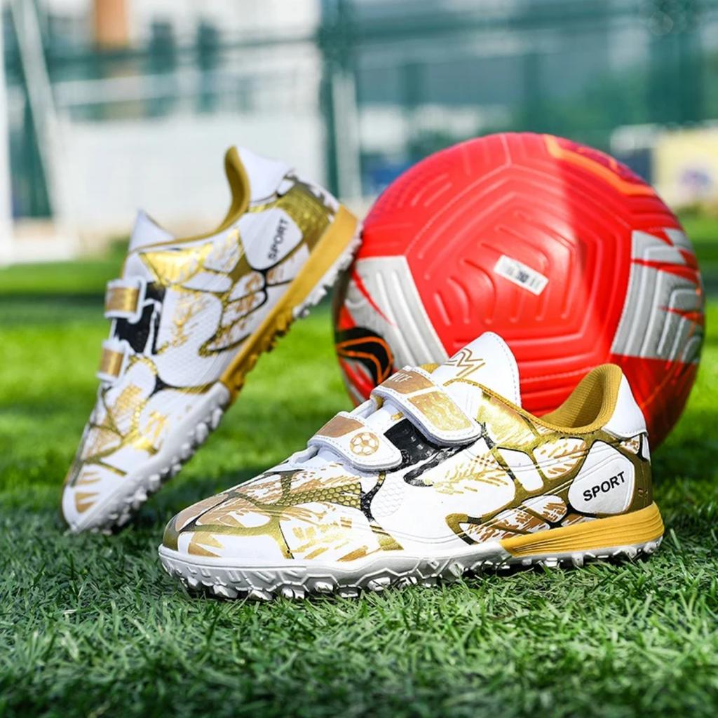 Fashion Pink Children's Cheap Football Shoes Hook and Loop Boys Girls Training Soccer Cleats Kids Soccer Shoes Futsal Sneakers