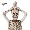 Resin One-piece Molding Skull Halloween Yoga Skeleton Statue, Funny Dead Figure for Party Decor, High Detail Decoration Gothic Ornament Haunted House,