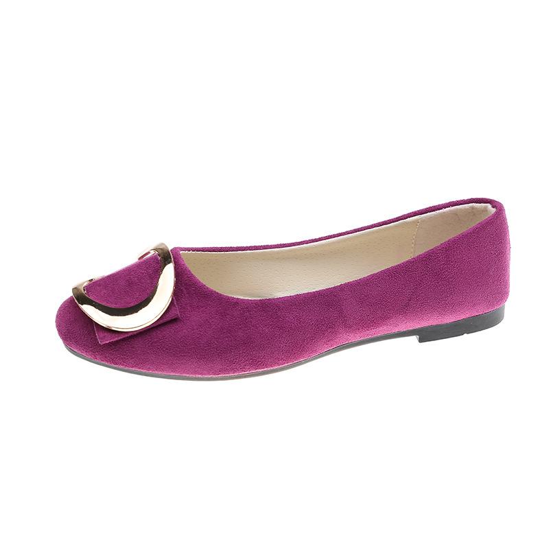 Casual Metal Buckle Square Head Shallow Mouth Flat Bottom Women's Single Shoes Work Shoes