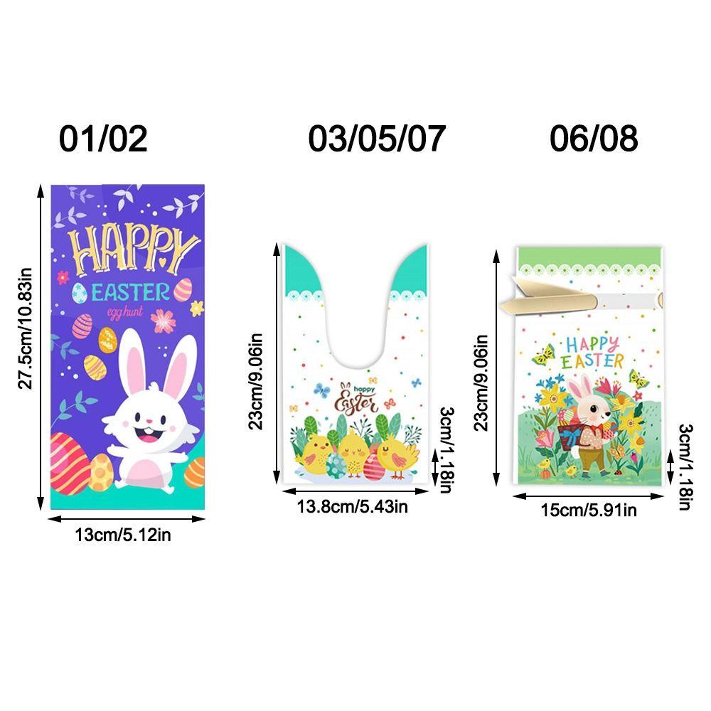 50PCS Drawstring Easter Candy Bags Snack Decoration Easter Eggs Easter Gift Bag Rabbit Ears Party Supplies Cookies Snack Packing