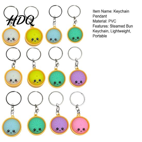 Calming Tactile Keychain Stress Relief Keychain with Steamed Bun Pendant Fidget Clicker Commute Feedback