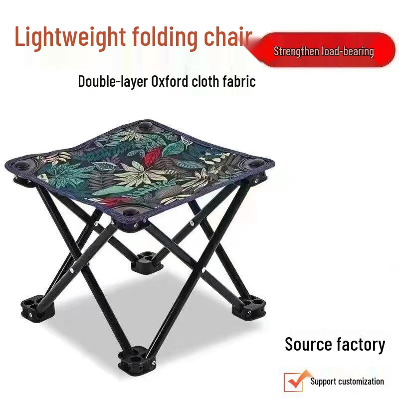 Large Folding Stool with Side Pocket - Extra Height, Portable for Outdoor Use