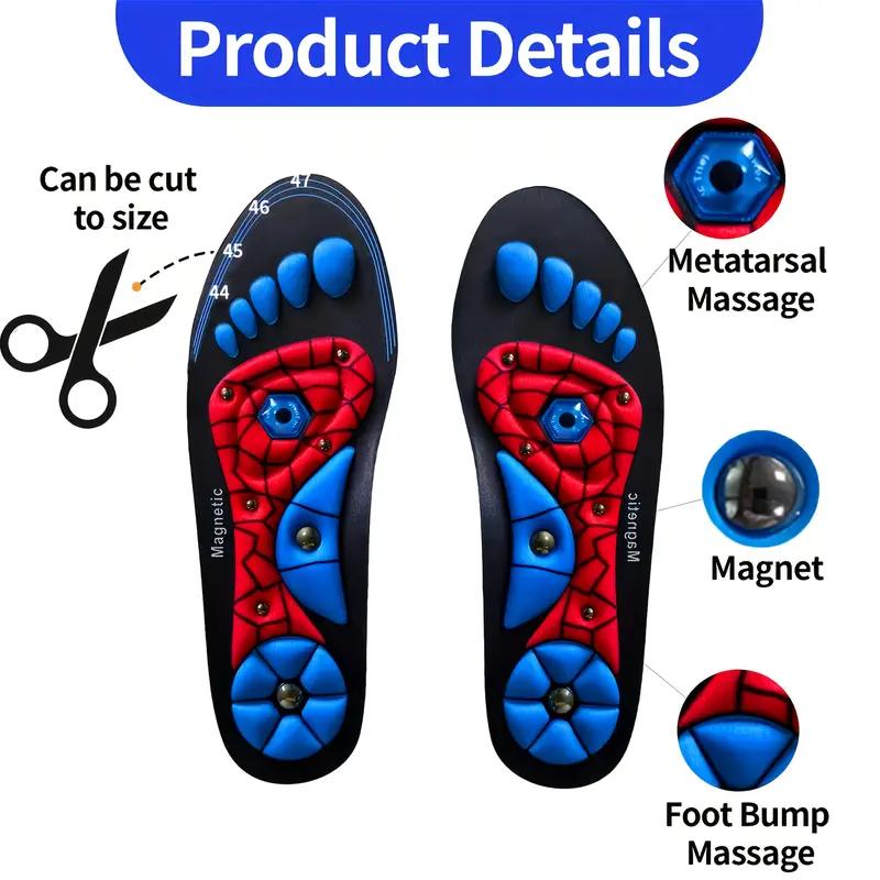 Magnetic Acupressure Massage Shoe Insoles - Shock-Absorbing EVA Cushion, Breathable Non-Slip Design for Arch Support & Foot Cushioned Comfort Insole