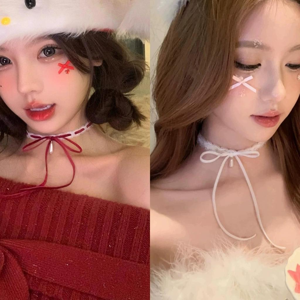 Punk Gothic Bows Pendant Necklace Adjustable Velvets Chains Choker Y2K Elegant Braideds Bows Neckchain Jewelry for Women Girls