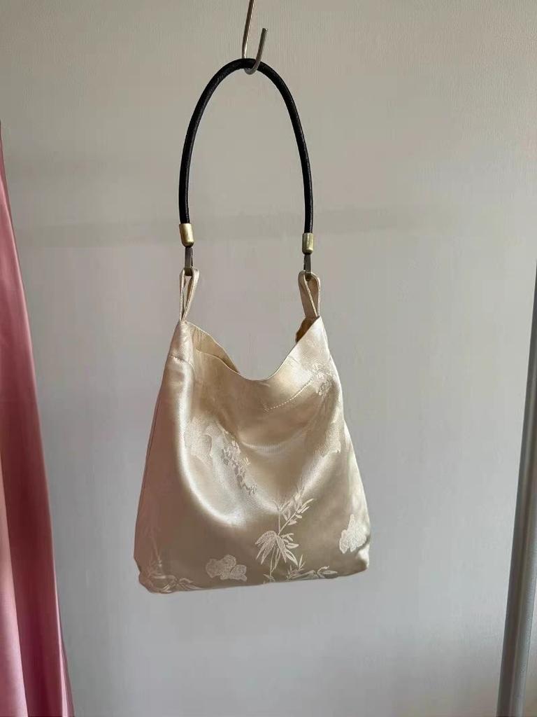 JIAERDI Chinese Style Satin Shoulder Bags Wallets Women Vintage Floral Chic Y2k Underarm Bag Ladies Harajuku Handbag Aesthetic