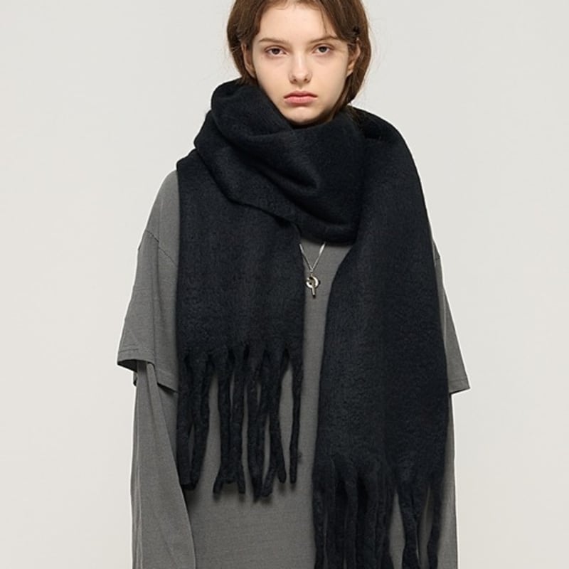 CARGOBROS Weicher Farbvolumen Langer Schal (Schwarz)