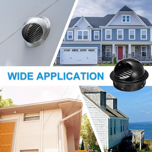 PATIKIL 200mm Round Louver with Mesh, 201 Stainless Steel Air Vent Cover, Natural Ventilation, Home Renovation, Bathroom, Kitchen, Wall-Mounted, Black