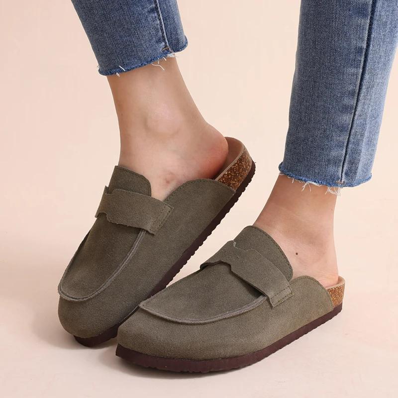 Fashion Crestar Women Clogs Slippers Classic Fashion Cork Suede Mules Antislip Slippers Fashion Outside Shoes With Arch Support