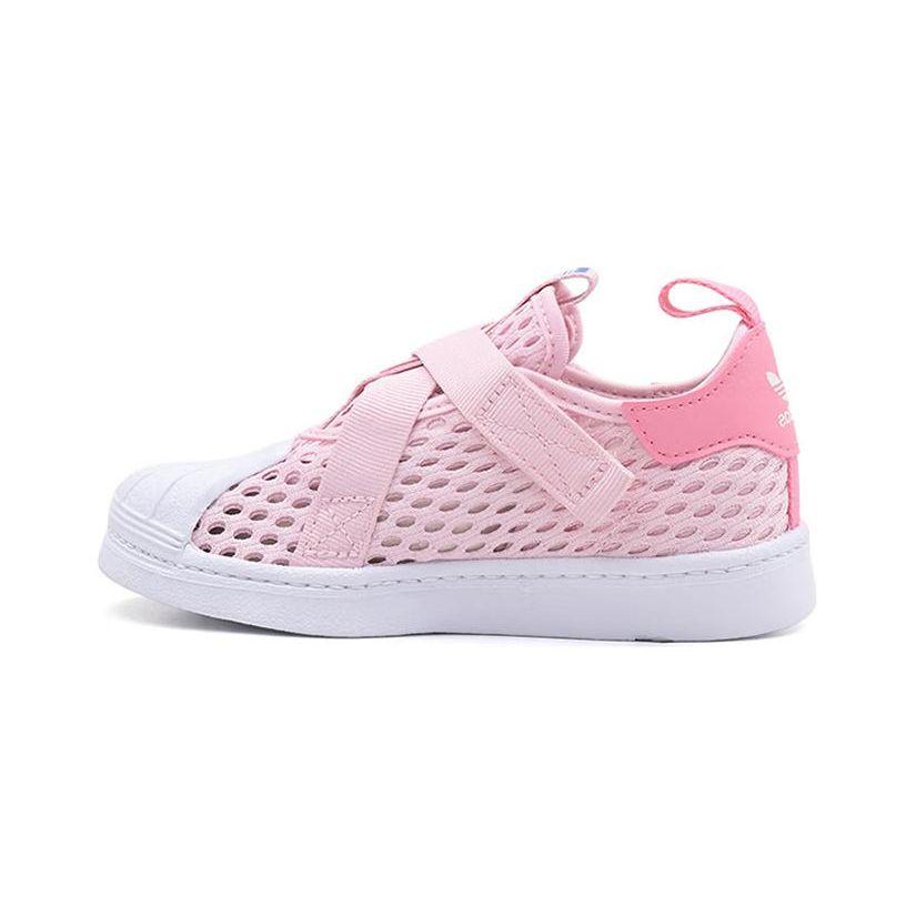 Adidas Originals Superstar 360 Mesh Comfortable Versatile Breathable Sweat-Absorbing Low-Top Kids Sneakers Kids Sneakers Pink White IE8193