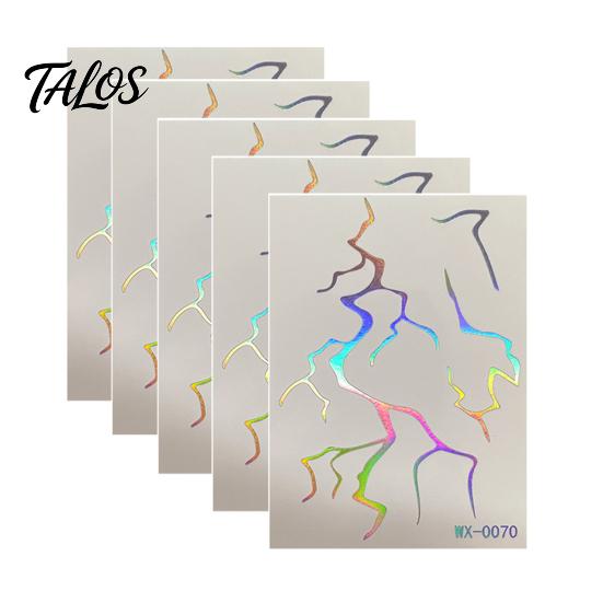 Talos 5 Sheets Holographic Lightning Tattoos, Waterproof Flash Temporary Stickers, Full Color Body Art for Festival Party