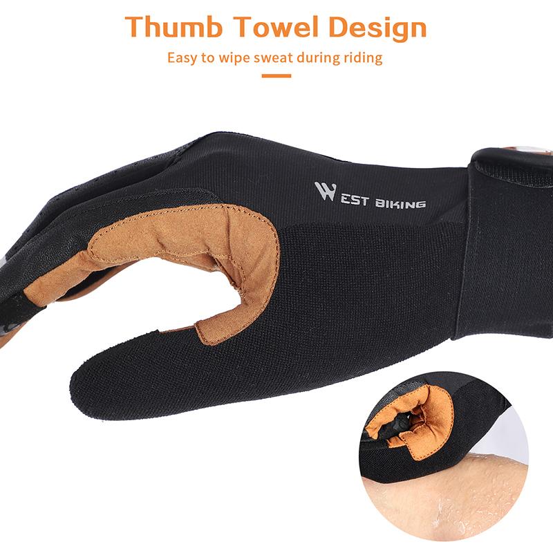 WEST BIKING Cycling Gloves Breathable Full Finger Mitts MTB Bicycle Sports Gloves Men Women Spring Autumn Gym Motorcycle Gloves