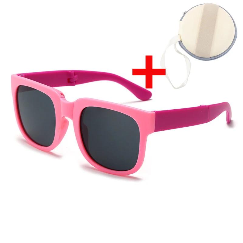 Kids Foldable Sunglasses with Box Outdoor UV400 Sun Glasses Eye Protection for Children Baby Boys Girls Ultraviolet Eyewear