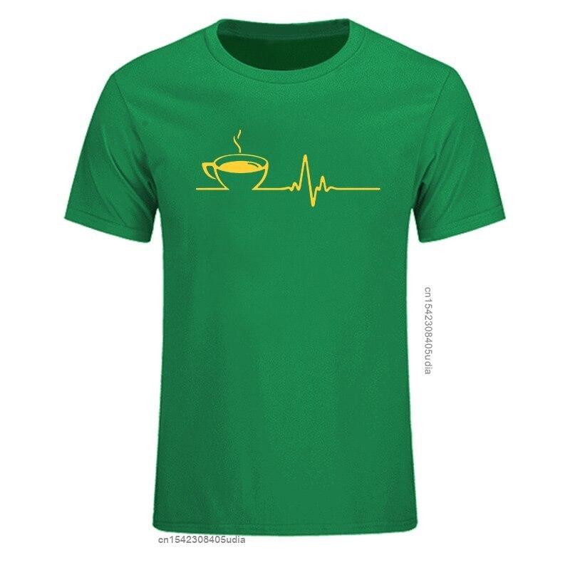 T Shirt Brand Men Short Sleeve Round Collar Coffee Heartbeat Camisas Casual The Funny Tshirt Printing T Shirts