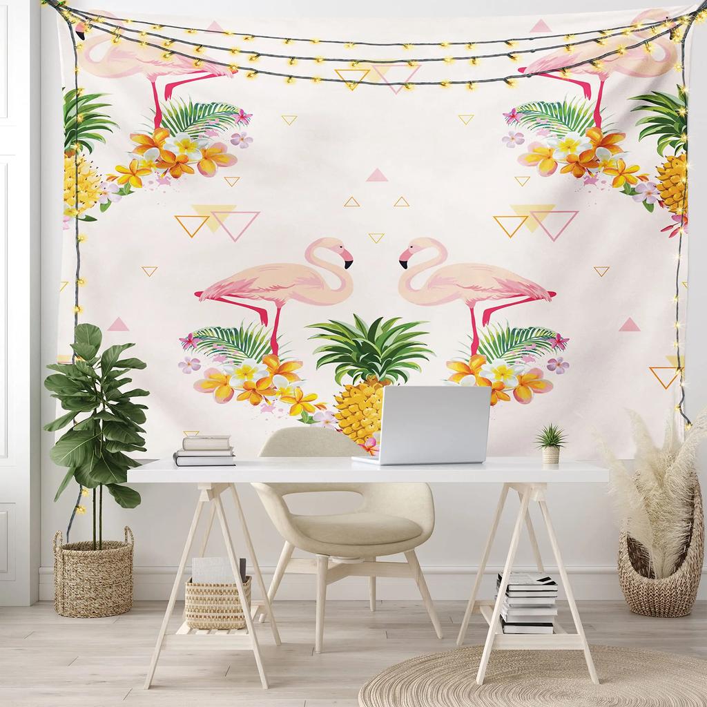 Flamingo Tropical Beach Tapestry Hippie Flamingo In Beach Seaside Tapestries Wall Hanging Art for Bedroom Living Room Dorm Home