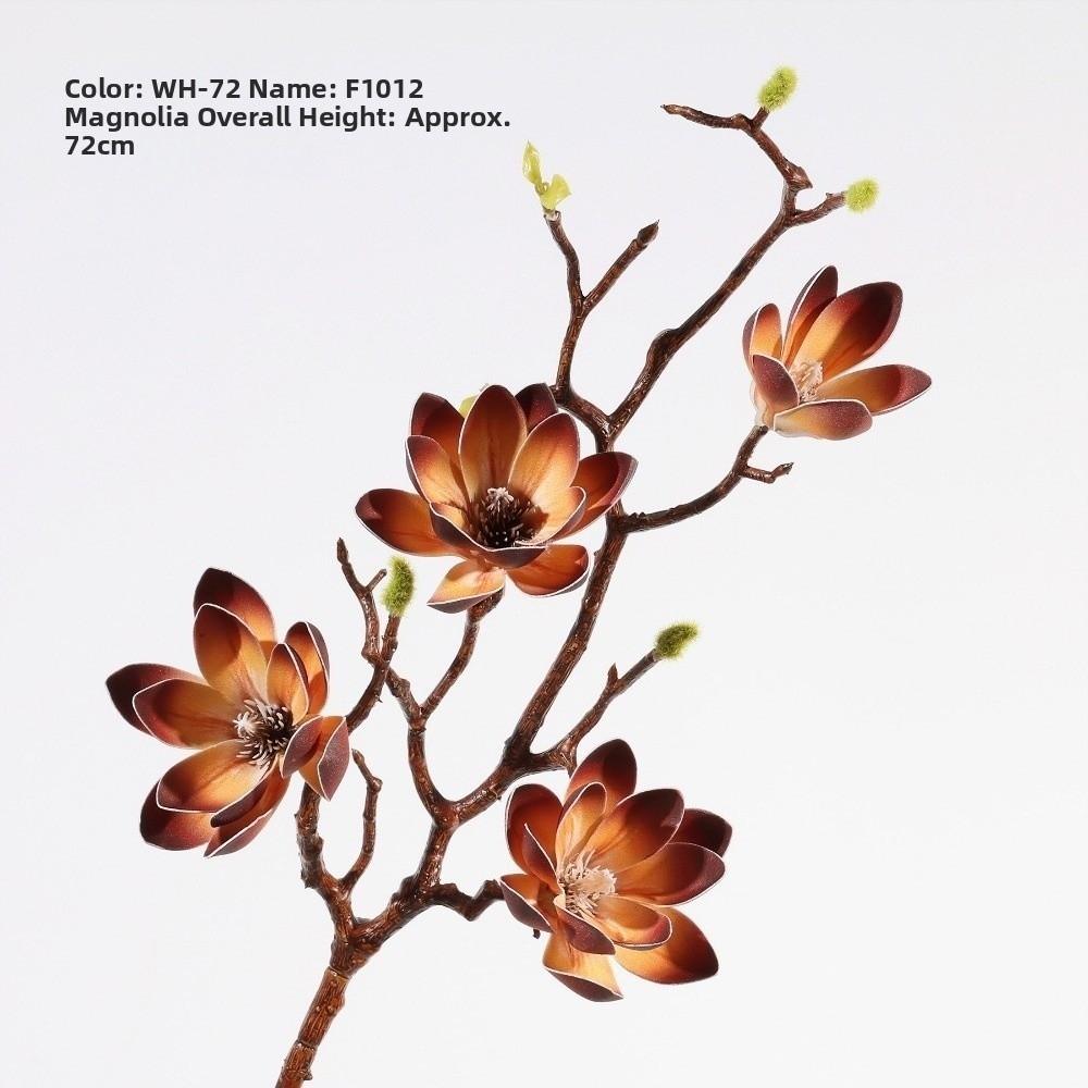 Multi-Bloom Artificial Magnolia Flowers Branch Pink Plastic Fake Flower  Living Room Ornaments