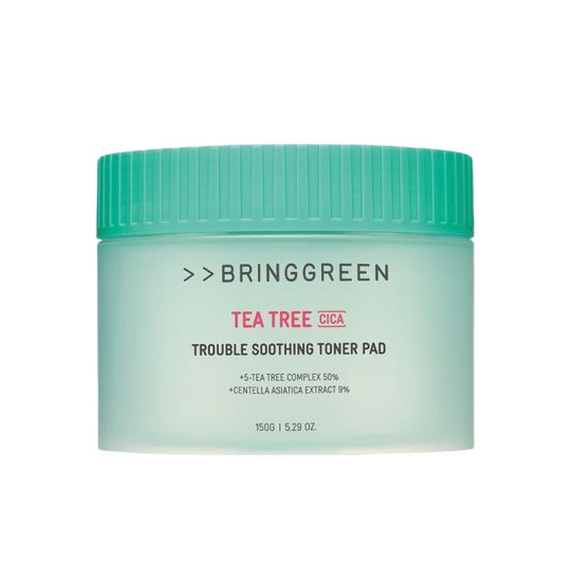 BRING GREEN Tea Tree Cica Trouble Soothing Toner Pads Calming & Exfoliating Pad 90 Sheets