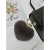 MAIA Rabbit Fur Heart Keychain & Charm - Brown