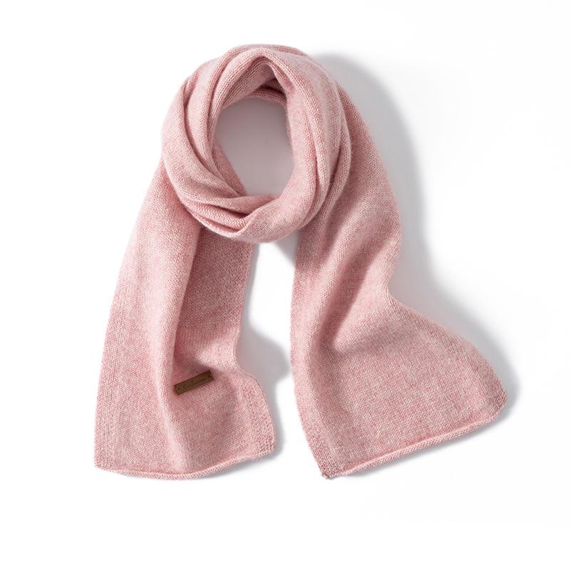 Unisex 35% Cashmere Knit Scarf - Solid Color Neck Warmer