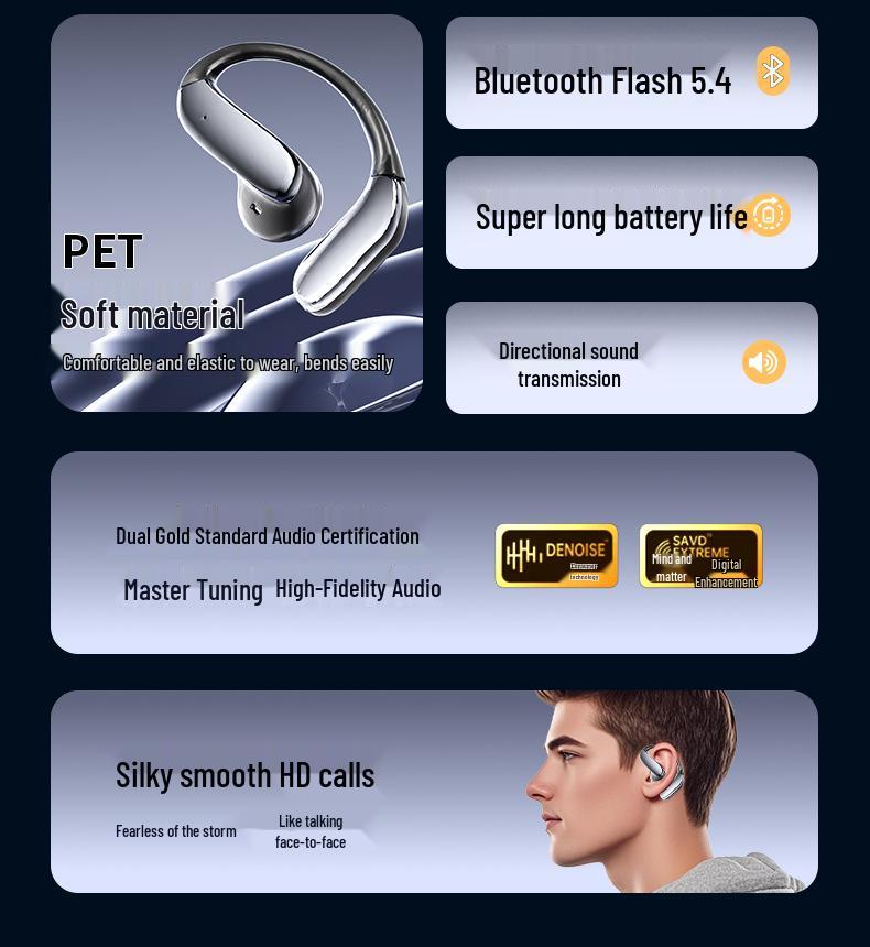 AI Smart Bluetooth Earbuds: Wireless Sports Earphones with Air Conduction & Long Battery Life