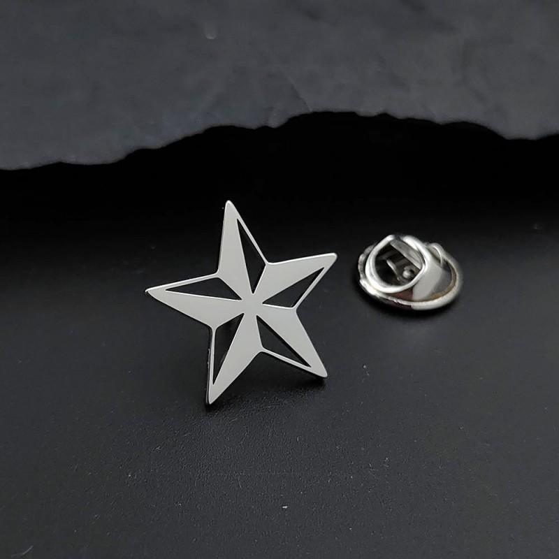 Hohlgeschnitzte Pentagramm Brosche Manschettenknöpfe 3D Dreidimensional Personalisierte Einfache Luxuriöse Unisex Accessoires