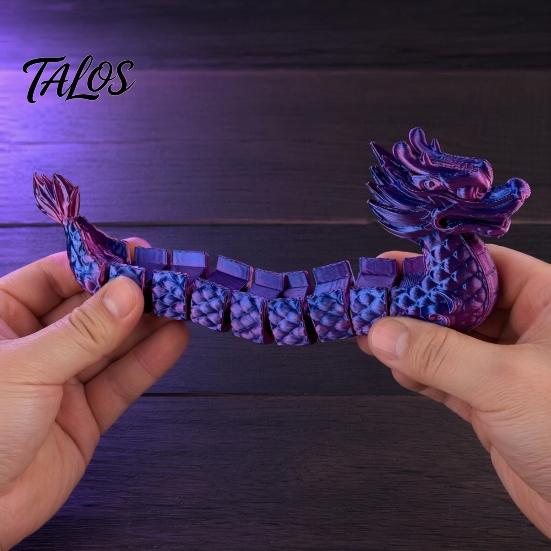 Colorful Gradient Metallic Ornament 3D Printed Articulated Dragon Boat Figurine, Statue with Flexible Bendable Body, Unique Festival Gift Traditional