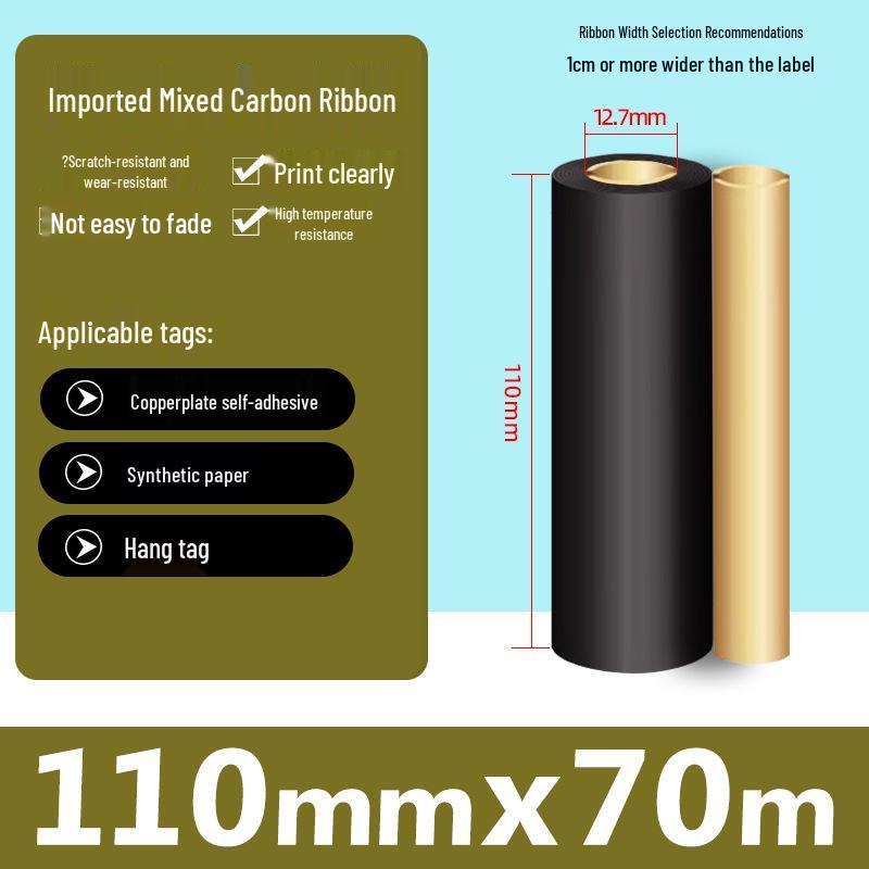 Enhanced Resin Wax-Based Barcode Label Ribbon - High Quality, Sizes: 60, 70, 80, 90, 100