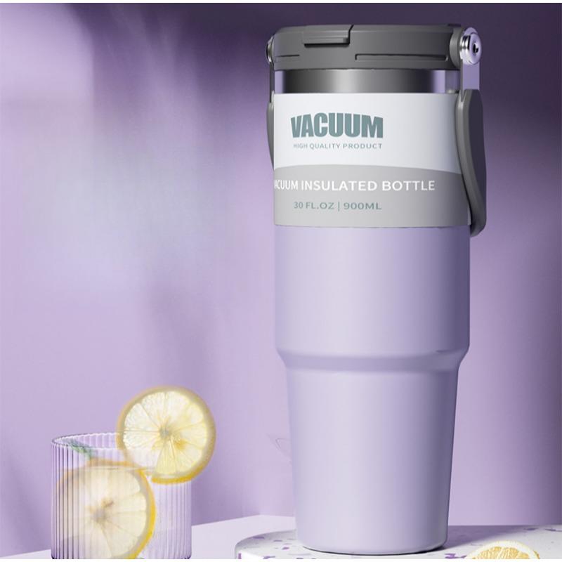 1PC Thermos Cup 30oz Car Cup Stainless Steel Car Ice Cup Portable Giant Vacuum Portable Straw Water Cup