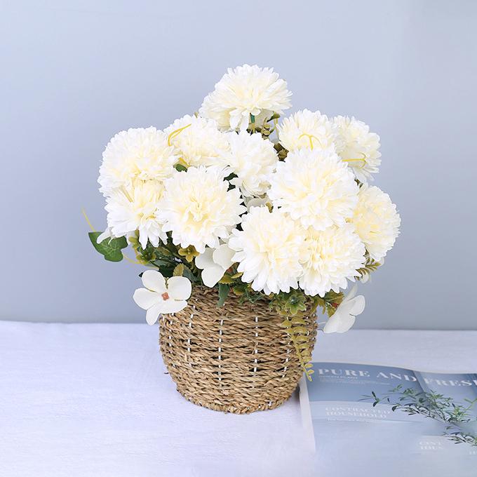 

1/3Pcs Artificialflower Silk Ball Chrysanthemum Outdoor Garden Wedding Bridal Bouquet Home Rome Yard Wreath Festival Diy gifts 1 pc білий