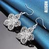 925 Sterling Silver Flower Star Pendant Piercing Earrings Fashionable Wedding Jewelry