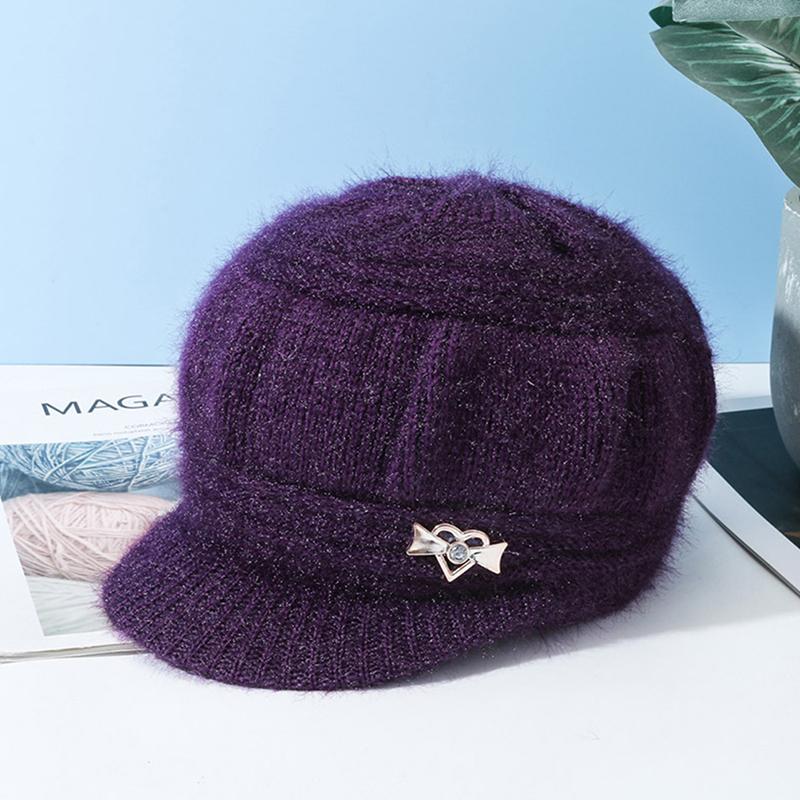 

Женская шапка Ool, плюшевая, вязаная, ветрозащитная, для защиты ушей фиолетовый