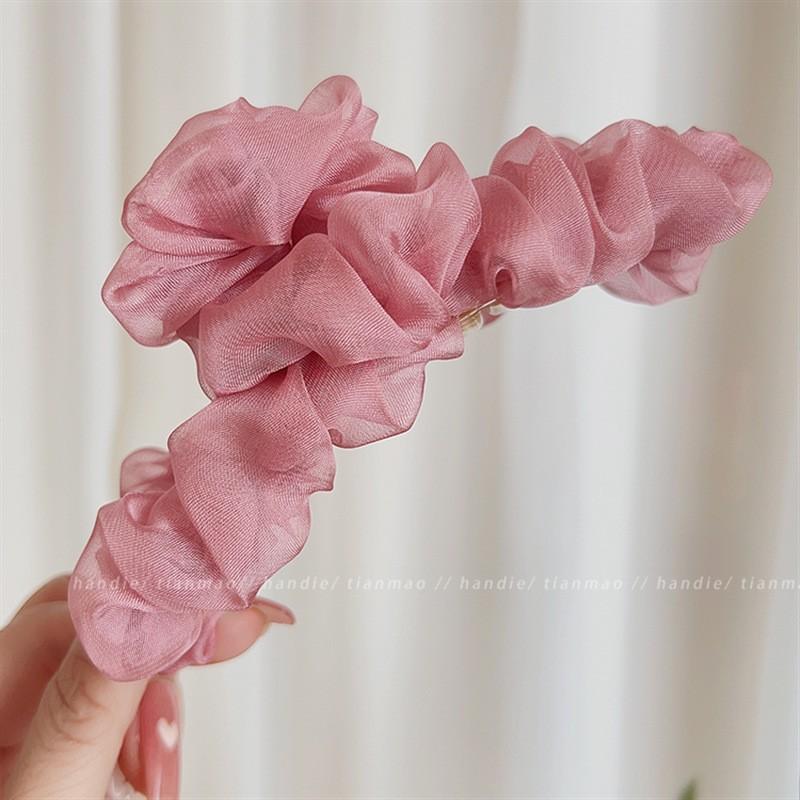 Sweet Mesh Tulle Big Bow Hair Claw Clips for Women Solid Colours Elegant Bowknot Ponytail Clip New Headdress Accessories