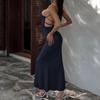 Women Y2k Sexy Lace Up Hollow Out Backless High Waist Slim Fit Bodycon Long Maxi Dress