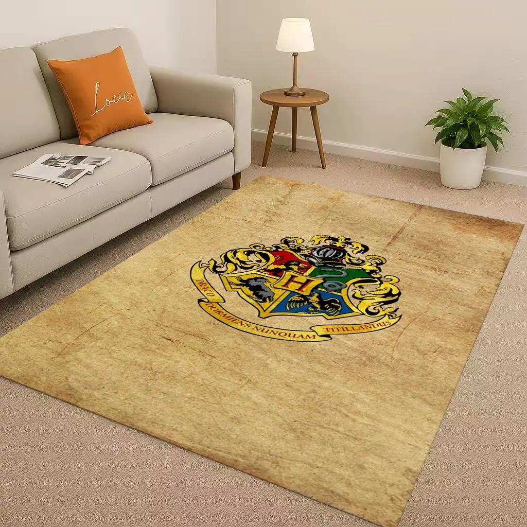 HD H-Hogwarts Sign Cartoon Living Room Non-Slip Area Rug Soft Carpet For Bedroom Playroom And Sofa,Easy Clean Home Decor Doormat