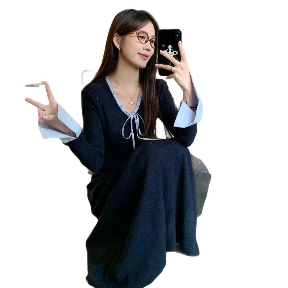 Korean college style dress, children's temperament is loose, full waist, soft waxy, skin-friendly base, long dress inside