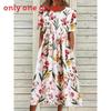 Summer Casual Women Dress With Floral Print And Large Skirt For Daily Wear