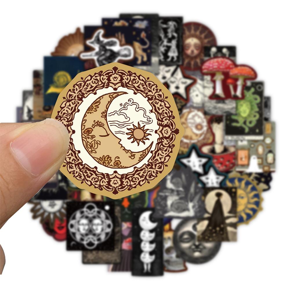 10/30/50pcs Occult Celestial Creepy Stickers Mysterious Galaxy Graffiti Decal DIY Stationery  Dark Gothic Sun Moon Sticker