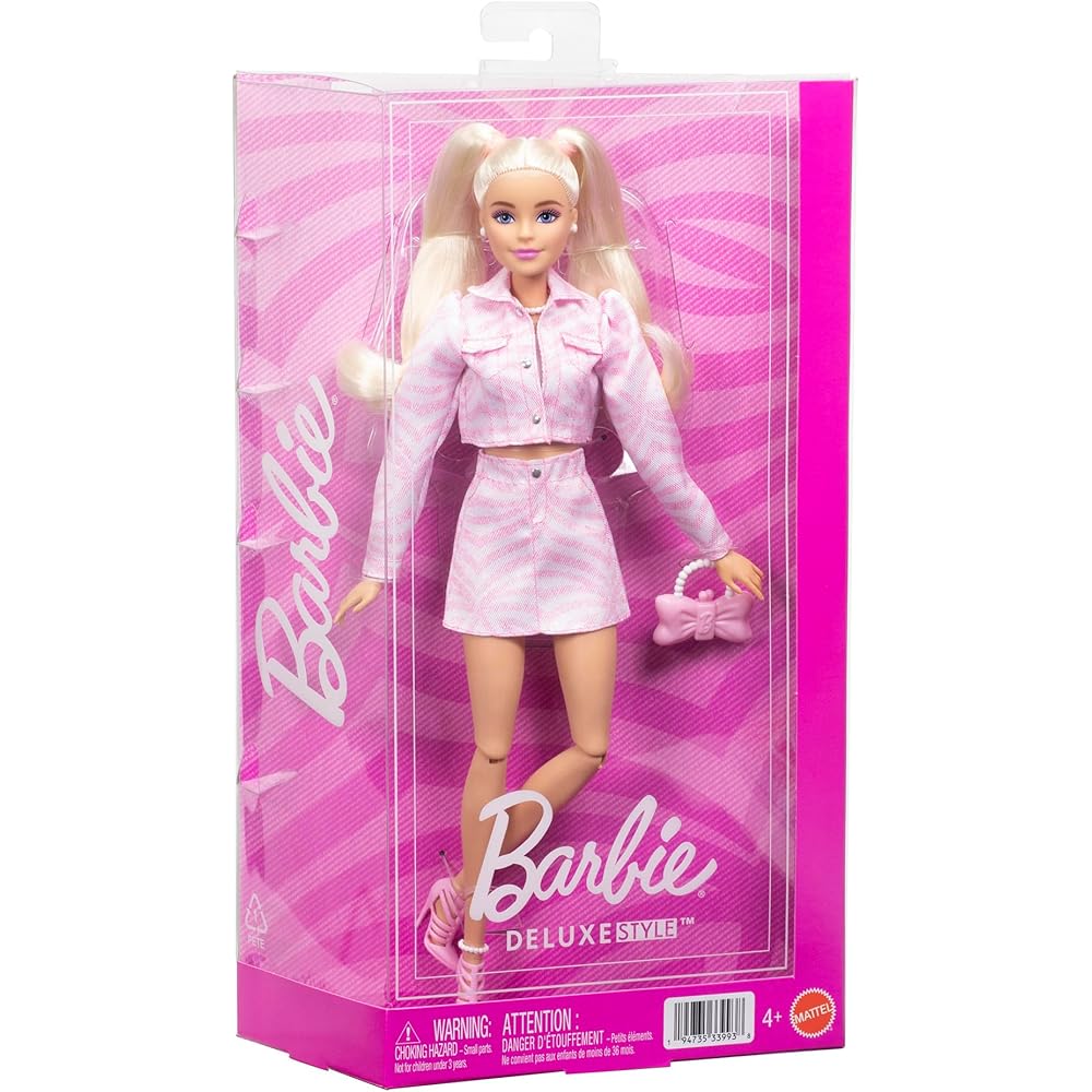 Barbie Deluxe Style Pink Denim Jacket for Dolls Playset Age 4 and Up Pink