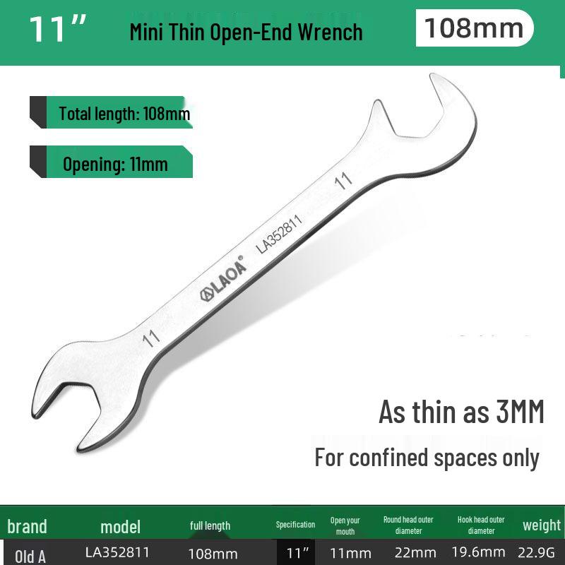 Stainless Steel 3mm Ultra-Thin Open-End/Box-End Double-Headed Mini Combination Wrench Set