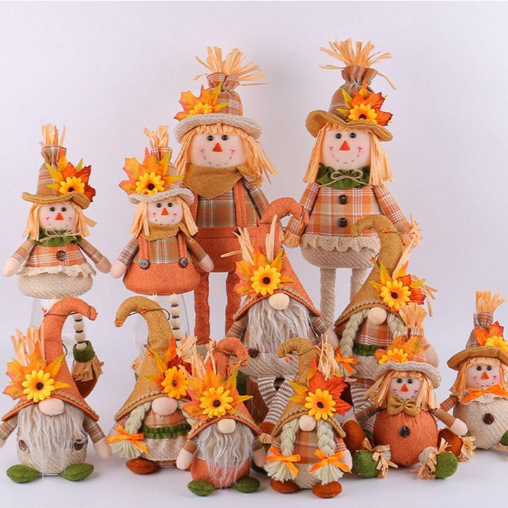 

Длинноногий Подсолнух Гном Куклы Гном Соломенная Шляпа Осенние Гномы Украшения Хэллоуин
