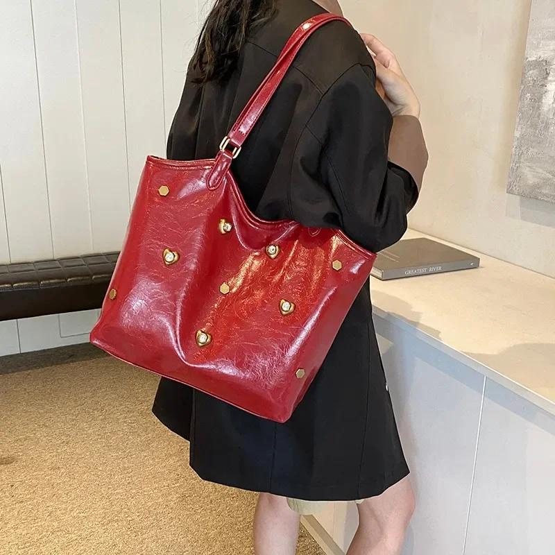 PU Zipper  New Women's Shoulder Bag Solid Color Versatile High Beauty Fashion Handbag Soft High Capacity Commuter Tote Bag