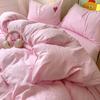 Cute Pink Heart Bedding Set Ins Nordic Embroidery Bed Sheet Set Of Four Pieces Home Luxury Duvet Cover Set For Girls