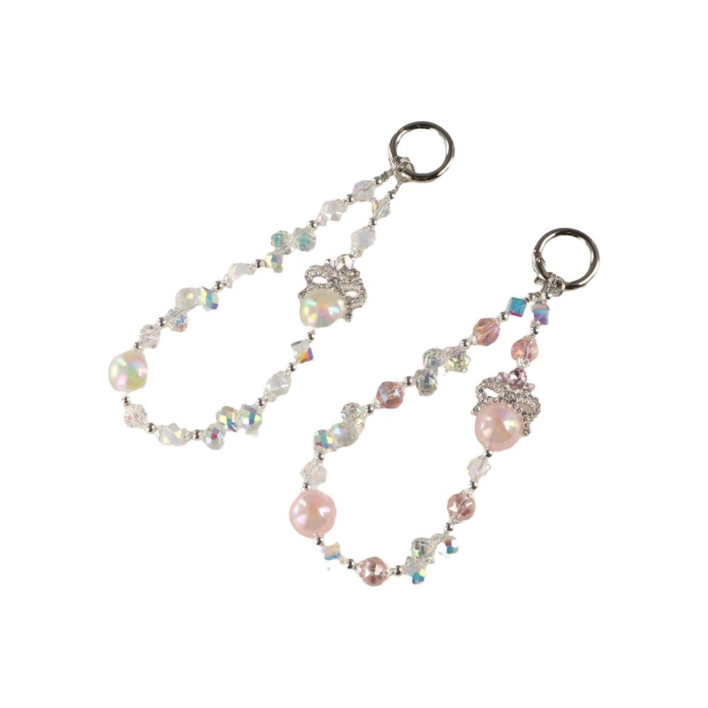 Crown Short Colored Crystal Phone Strap Crystal Wrist Bracelet Phone Chain Girls New Year Gift