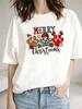 (Asian Size) Christmas Festival Tee Top New Year tree letter cute Clothing T Shirt Women Fashion Print Female Woman Short Sleeve Graphic T-shirts