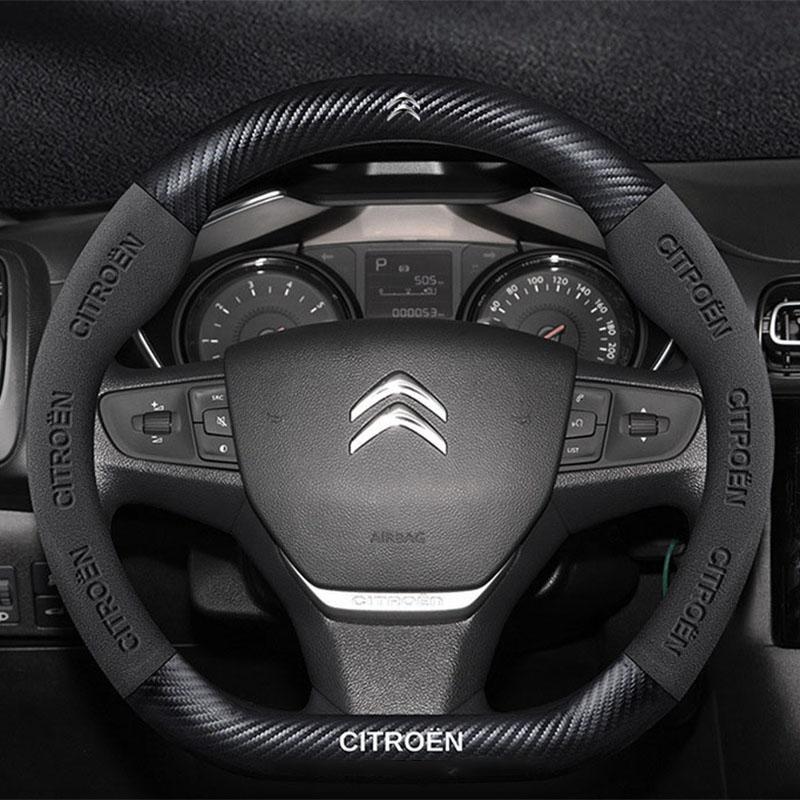 Carbon fiber Suede For Citroen C1 C2 C3 C4 C5 C6 VTS Xsara C-Crosser Berlingo Sega DS3 Car Steering Wheel Cover Auto Accessories aog123