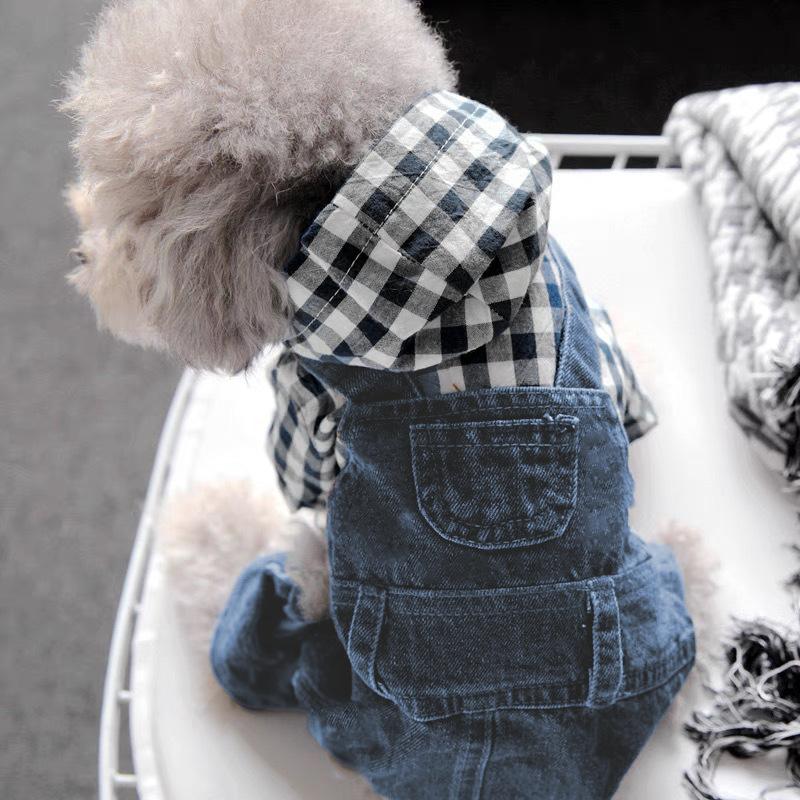

Одежда для собак Весна и осень тедди утолщенная маленькая собака щенок зима милая четырехногая джинсовая теплая на лямках S chest 34 back 23 about 2.5-4 catties